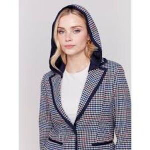 Charlie B Plaid wool Blazer with removable Hood NWT size M